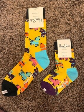 New Happy Socks yellow pinata mommy and me socks